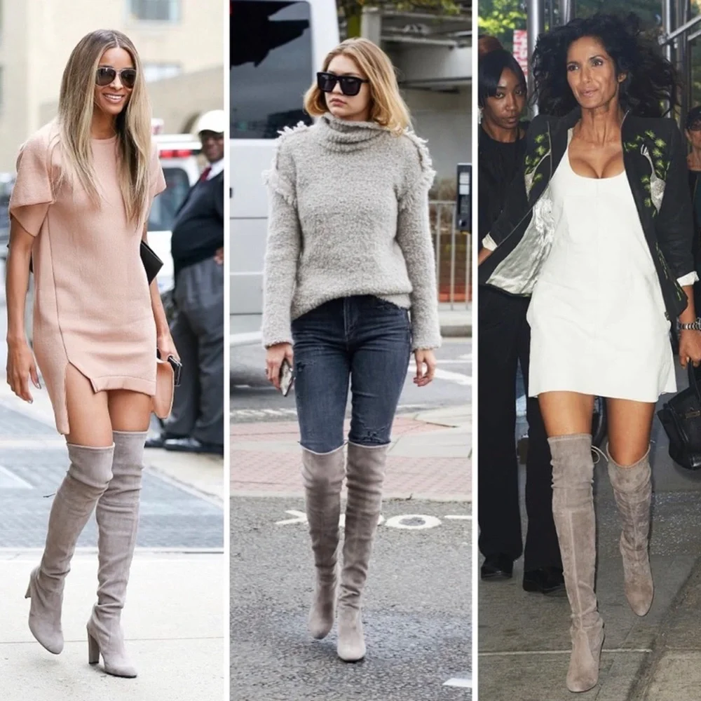 Stuart Weitzman Highland Over the Knee boots in Grey Seude Women’s Size 6 - Picture 5 of 15